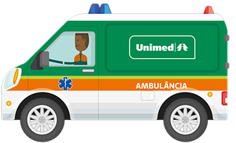 Ilustração de socorrista dirigindo ambulância da Unimed
